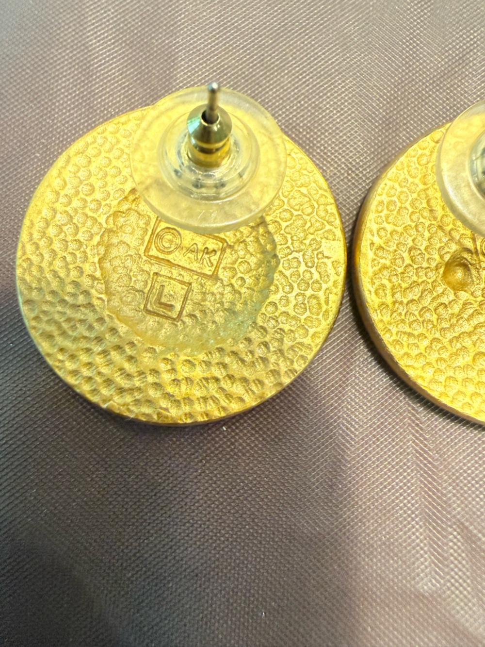 Anne Klein Vintage Gold Sun and Moon Disc Earrings Pierced Studs - Picture 8 of 8